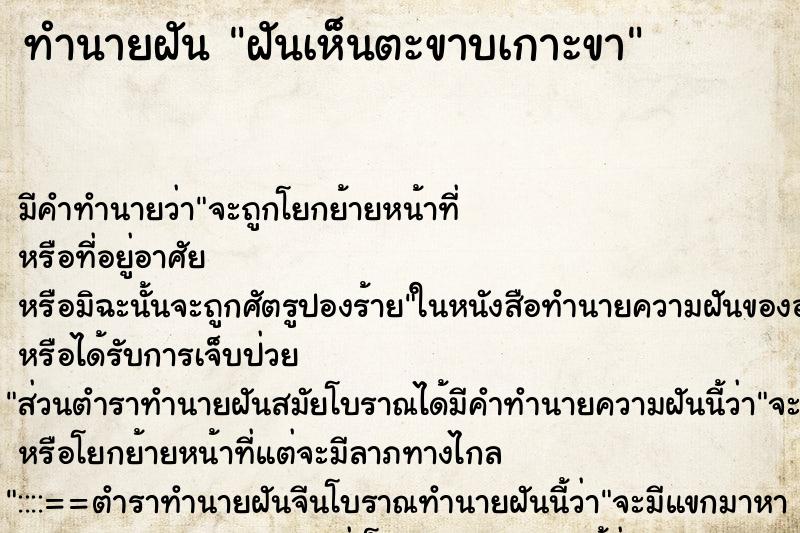 ทำนายฝัน ฝันเห็นตะขาบเกาะขา ทำนายฝัน ฝันเห็นตะขาบเกาะขา
