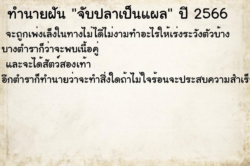 ทำนายฝัน จับปลาเป็นแผล ตำราโบราณ แม่นที่สุดในโลก