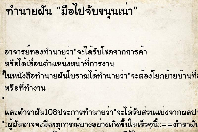 ทำนายฝันมือไปจับขนุนเน่า ทำนายฝันทำนายฝันมือไปจับขนุนเน่า