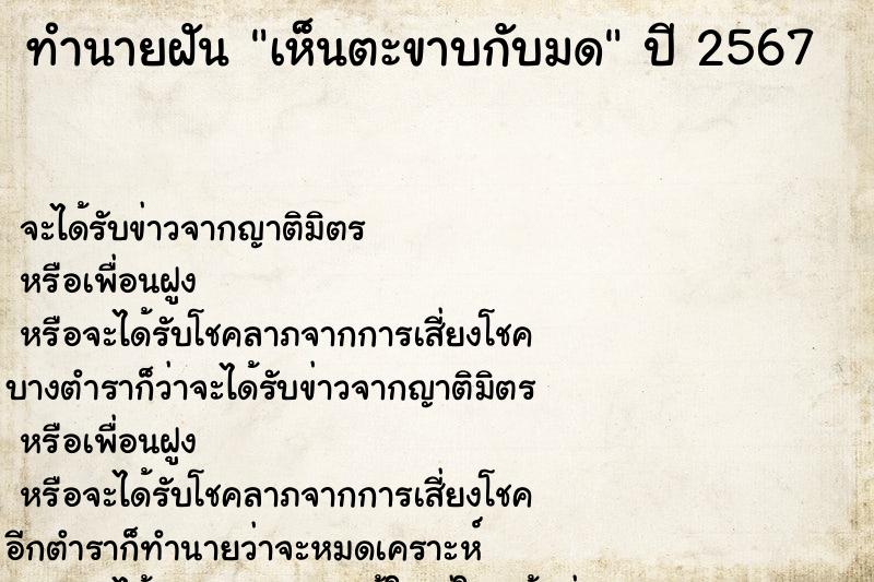 ทำนายฝันเห็นตะขาบกับมด ทำนายฝันทำนายฝันเห็นตะขาบกับมด