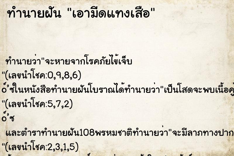 ทำนายฝันทำนายฝันเอามีดแทงเสือ