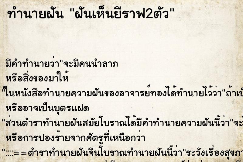 ทำนายฝัน ฝันเห็นยีราฟ2ตัว ทำนายฝัน ฝันเห็นยีราฟ2ตัว