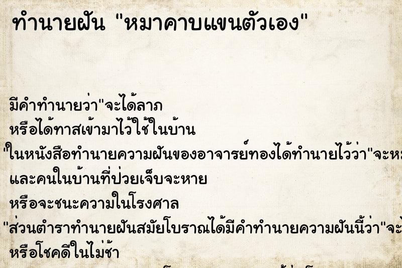 ทำนายฝัน หมาคาบแขนตัวเอง ทำนายฝัน หมาคาบแขนตัวเอง