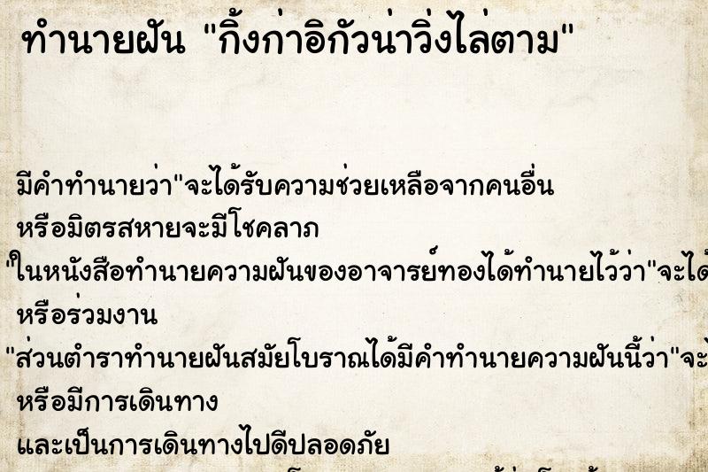ทำนายฝัน กิ้งก่าอิกัวน่าวิ่งไล่ตาม ทำนายฝัน กิ้งก่าอิกัวน่าวิ่งไล่ตาม
