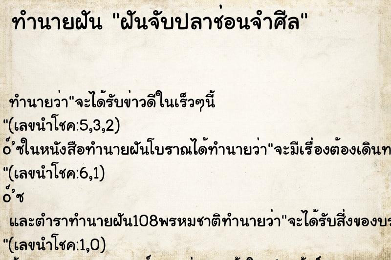 ทำนายฝันทำนายฝันฝันจับปลาช่อนจำศีล