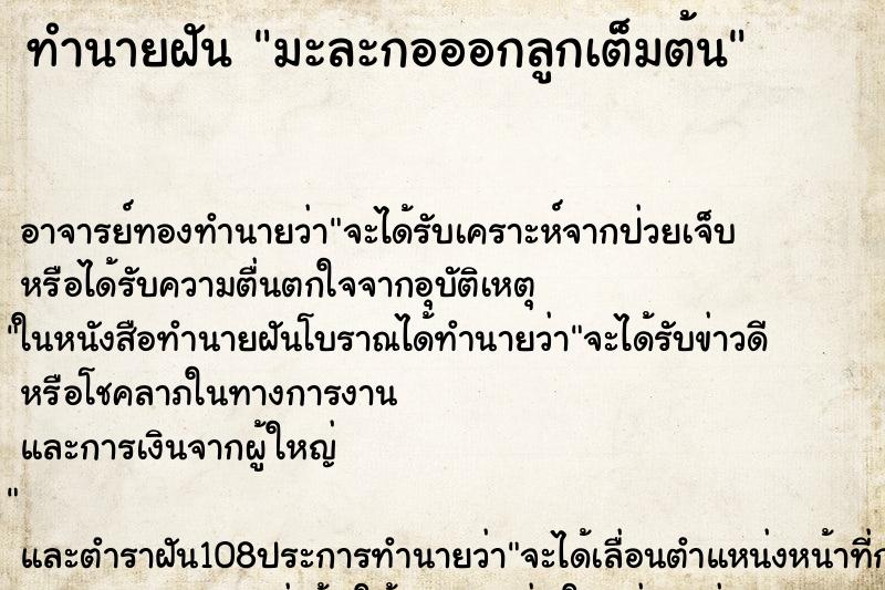 ทำนายฝัน มะละกอออกลูกเต็มต้น ทำนายฝัน มะละกอออกลูกเต็มต้น