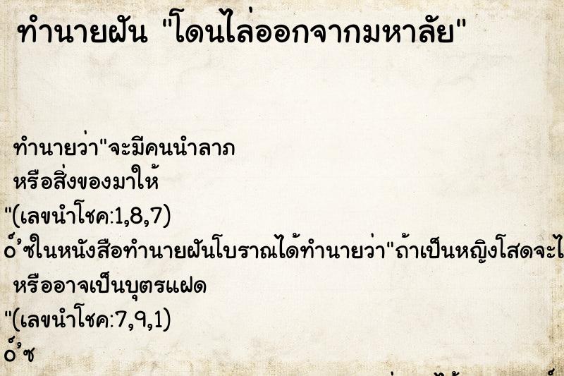 ทำนายฝัน โดนไล่ออกจากมหาลัย ทำนายฝัน โดนไล่ออกจากมหาลัย