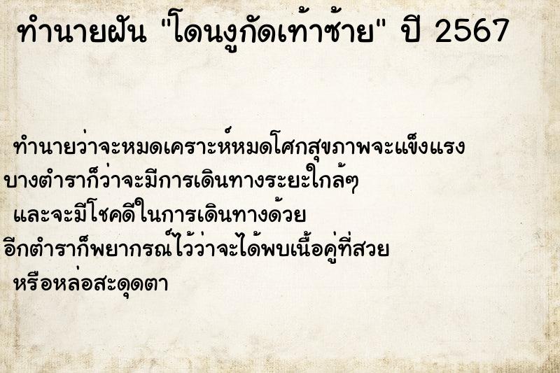 ทำนายฝันทำนายฝันโดนงูกัดเท้าซ้าย