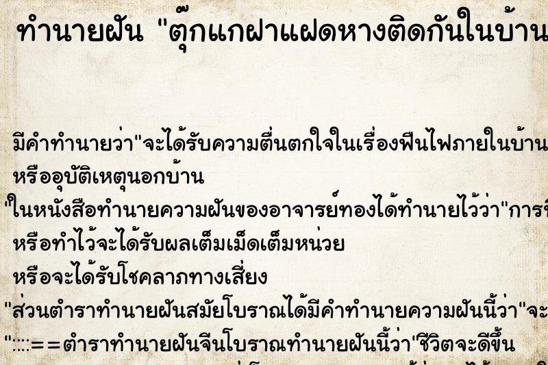 ทำนายฝันตุ๊กแกฝาแฝดหางติดกันในบ้าน ทำนายฝันทำนายฝันตุ๊กแกฝาแฝดหางติดกันในบ้าน