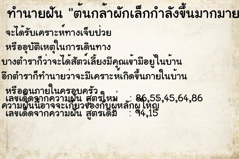 ทำนายฝัน ต้นกล้าผักเล็กกำลังขึ้นมากมาย ตำราโบราณ แม่นที่สุดในโลก