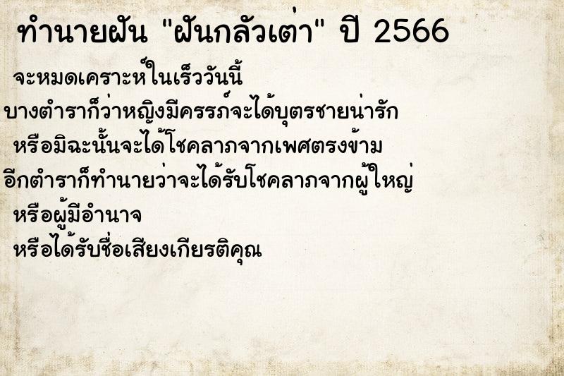 ทำนายฝันทำนายฝันฝันกลัวเต่า