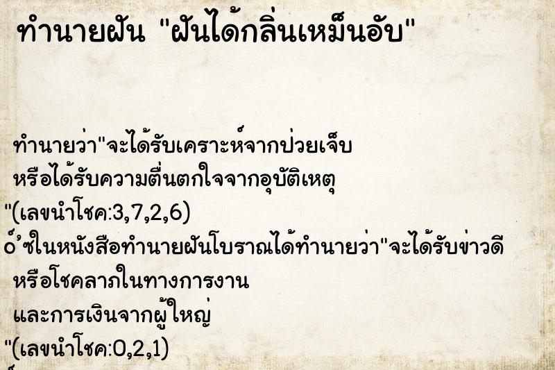 ทำนายฝันทำนายฝันฝันได้กลิ่นเหม็นอับ