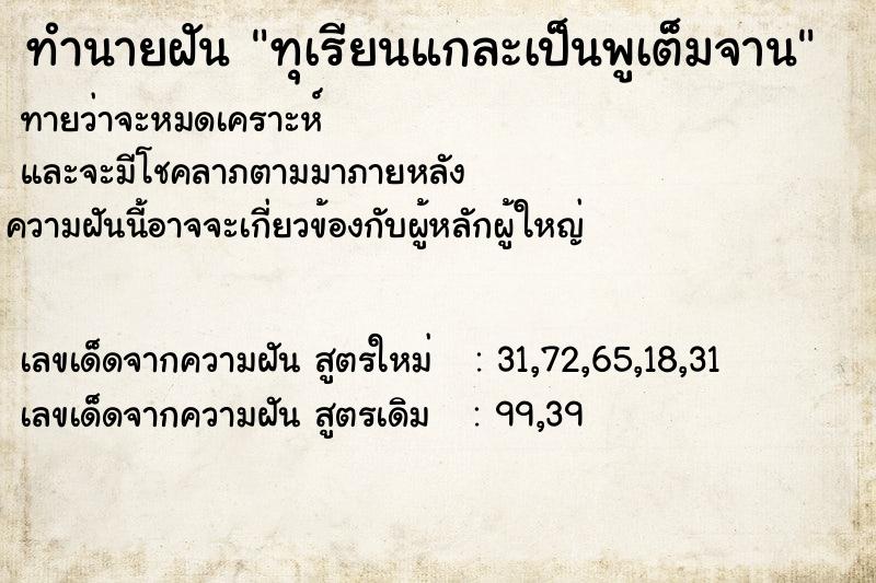ทำนายฝันทำนายฝันทุเรียนแกละเป็นพูเต็มจาน
