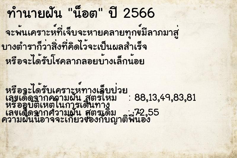 ทำนายฝัน น็อต ทำนายฝัน น็อต