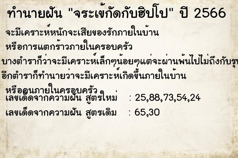 ทำนายฝันทำนายฝันจระเข้กัดกับฮิปโป