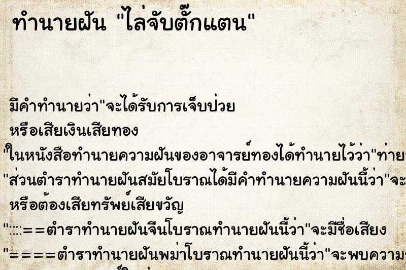 ทำนายฝัน ไล่จับตั๊กแตน ทำนายฝัน ไล่จับตั๊กแตน