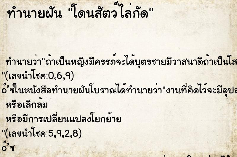 ทำนายฝัน โดนสัตว์ไล่กัด ตำราโบราณ แม่นที่สุดในโลก