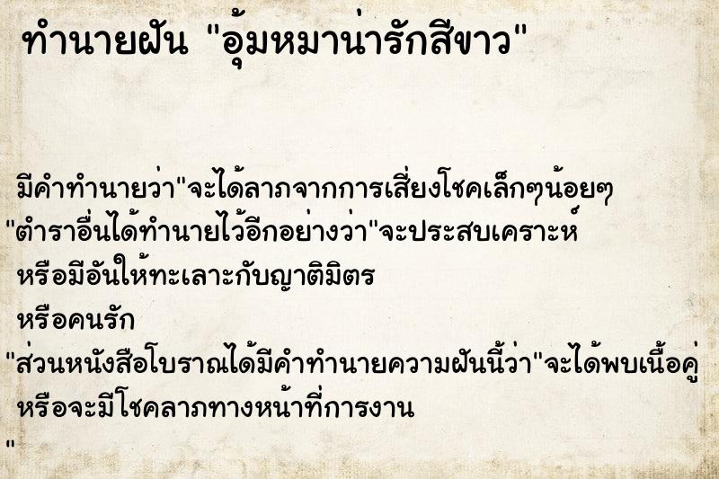 ทำนายฝันทำนายฝันอุ้มหมาน่ารักสีขาว