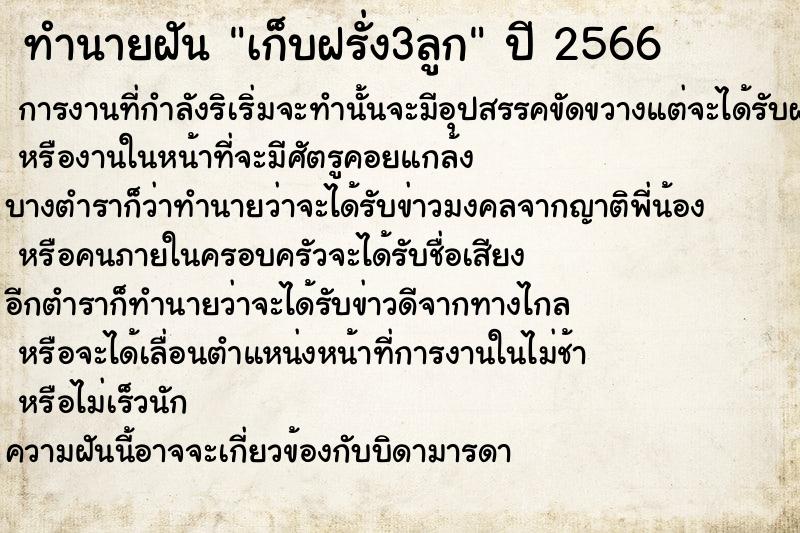 ทำนายฝันเก็บฝรั่ง3ลูก ทำนายฝันทำนายฝันเก็บฝรั่ง3ลูก