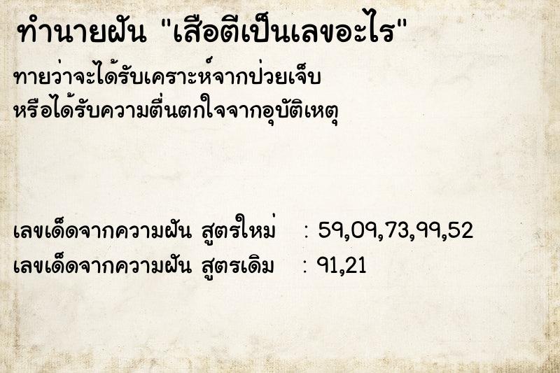 ทำนายฝัน เสือตีเป็นเลขอะไร ตำราโบราณ แม่นที่สุดในโลก