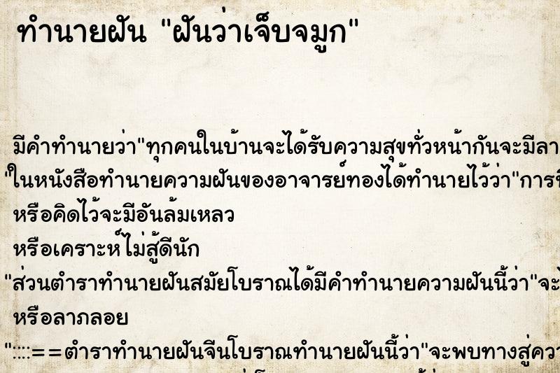 ทำนายฝันทำนายฝันฝันว่าเจ็บจมูก