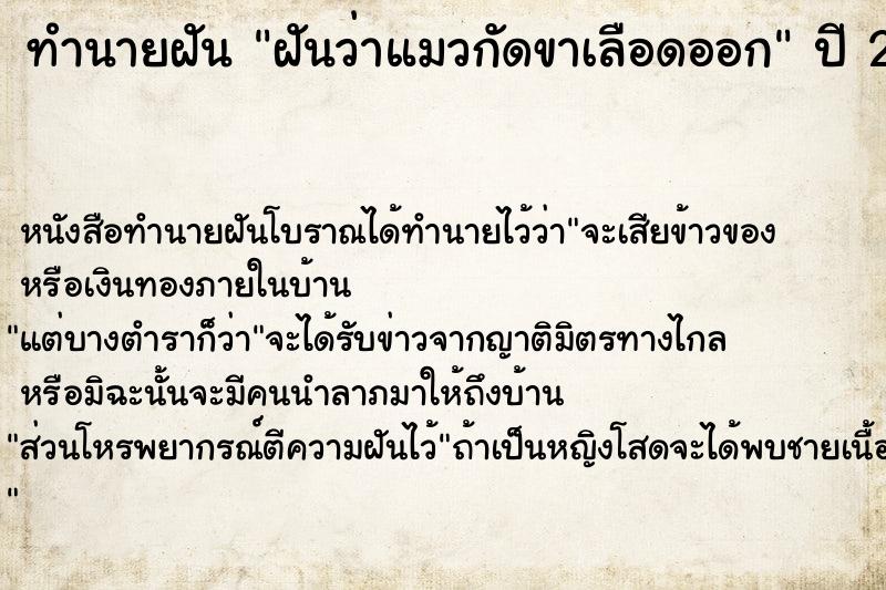 ทำนายฝัน ฝันว่าแมวกัดขาเลือดออก ตำราโบราณ แม่นที่สุดในโลก