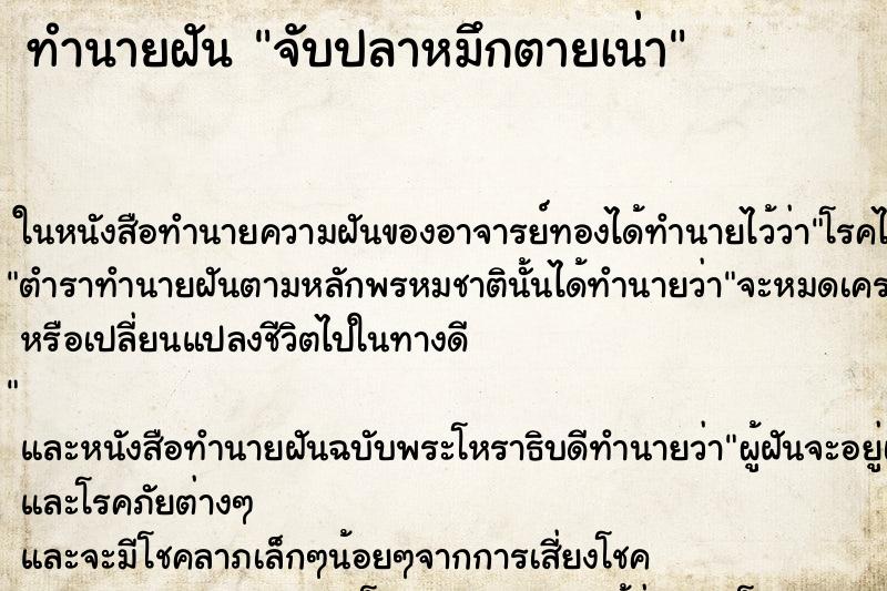 ทำนายฝันทำนายฝันจับปลาหมึกตายเน่า