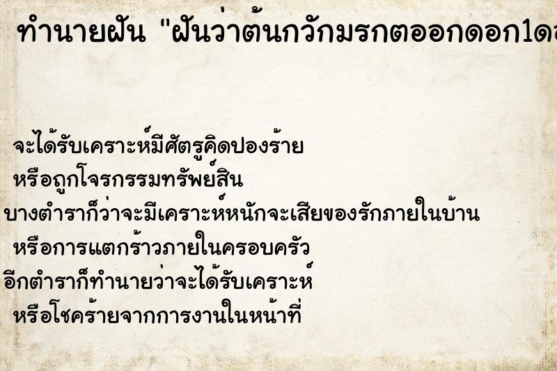 ทำนายฝันฝันว่าต้นกวักมรกตออกดอก1ดอก ทำนายฝันทำนายฝันฝันว่าต้นกวักมรกตออกดอก1ดอก