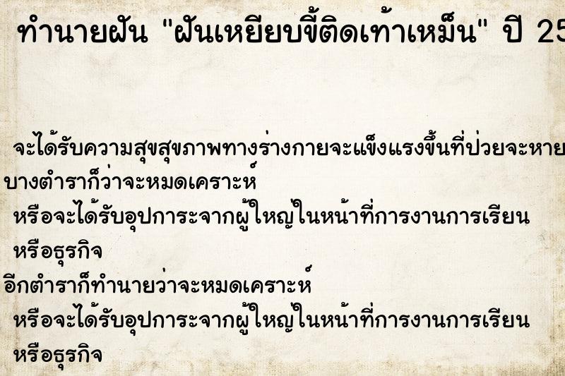 ทำนายฝันทำนายฝันฝันเหยียบขี้ติดเท้าเหม็น
