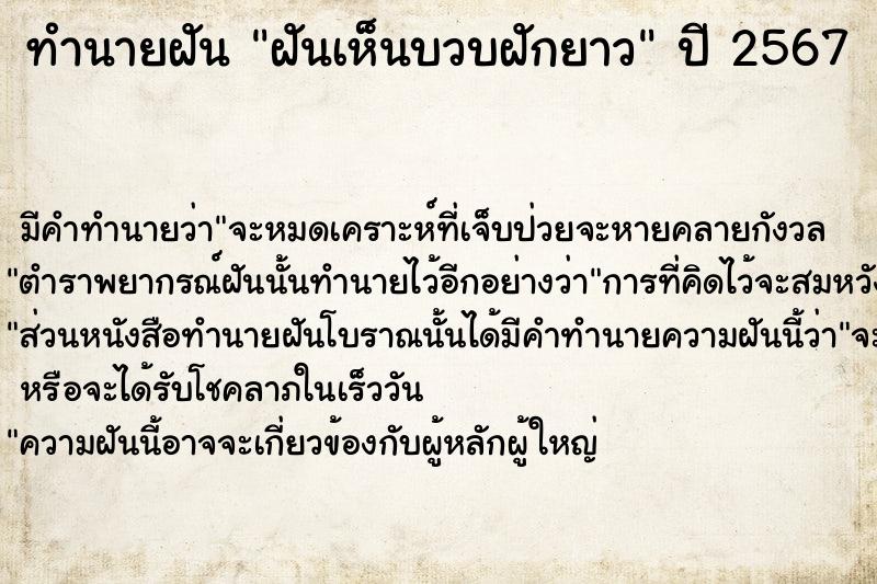 ทำนายฝันฝันเห็นบวบฝักยาว ทำนายฝันทำนายฝันฝันเห็นบวบฝักยาว