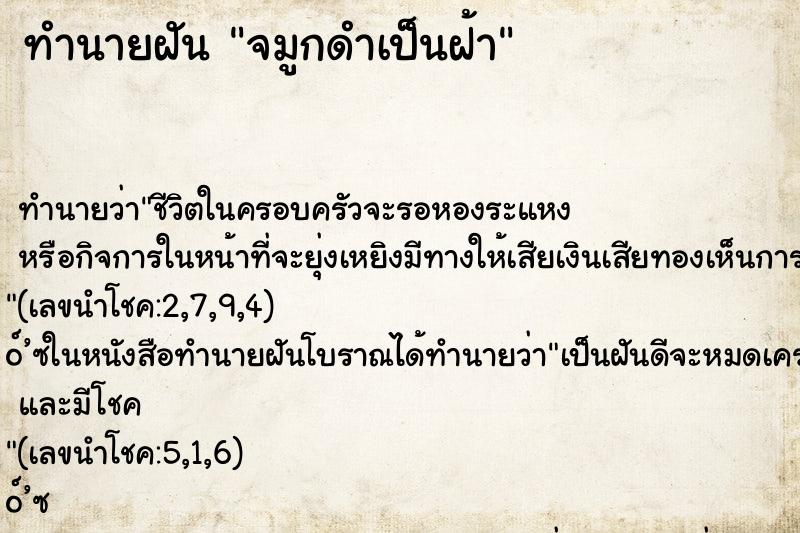 ทำนายฝันจมูกดำเป็นฝ้า ทำนายฝันทำนายฝันจมูกดำเป็นฝ้า