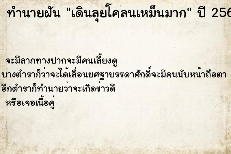 ทำนายฝัน เดินลุยโคลนเหม็นมาก ทำนายฝัน เดินลุยโคลนเหม็นมาก