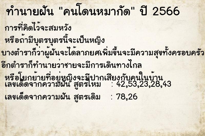 ทำนายฝันคนโดนหมากัด ทำนายฝันทำนายฝันคนโดนหมากัด