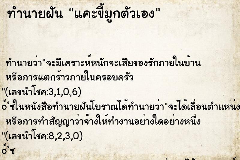 ทำนายฝัน แคะขี้มูกตัวเอง ทำนายฝัน แคะขี้มูกตัวเอง