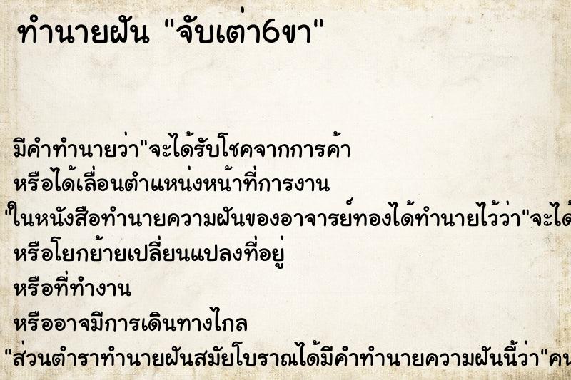 ทำนายฝันจับเต่า6ขา ทำนายฝันทำนายฝันจับเต่า6ขา