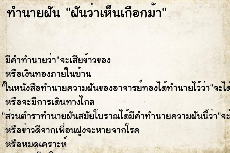ทำนายฝัน ฝันว่าเห็นเกือกม้า ทำนายฝัน ฝันว่าเห็นเกือกม้า