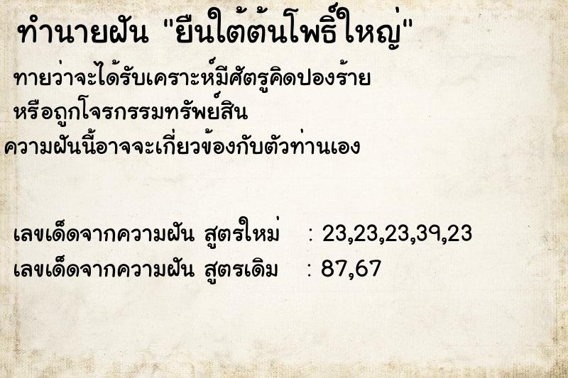 ทำนายฝันทำนายฝันยืนใต้ต้นโพธิ์ใหญ่