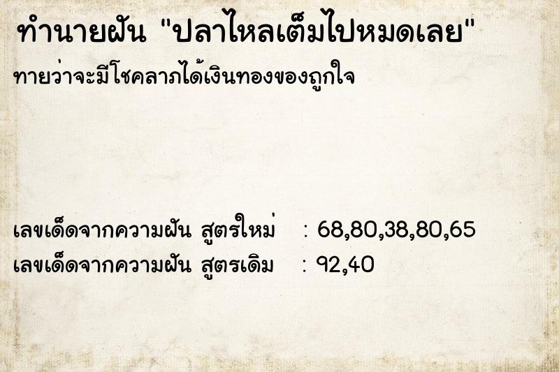 ทำนายฝันปลาไหลเต็มไปหมดเลย ทำนายฝันทำนายฝันปลาไหลเต็มไปหมดเลย
