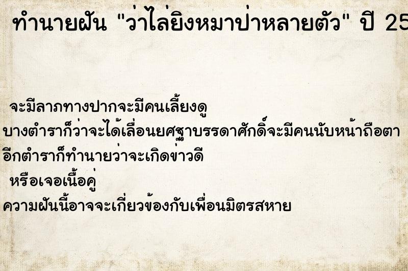 ทำนายฝันว่าไล่ยิงหมาป่าหลายตัว ทำนายฝันทำนายฝันว่าไล่ยิงหมาป่าหลายตัว
