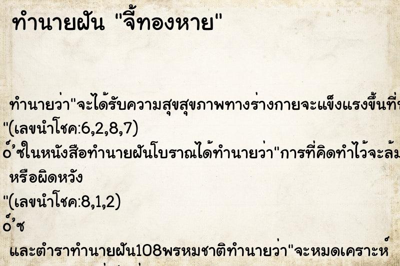 ทำนายฝันทำนายฝันจี้ทองหาย
