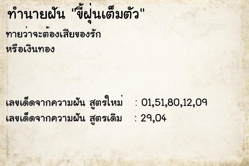 ทำนายฝันทำนายฝันขี้ฝุ่นเต็มตัว