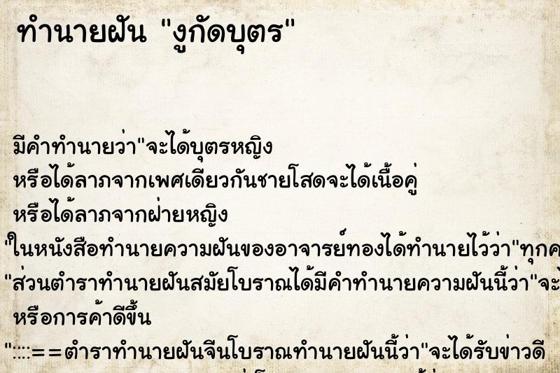 ทำนายฝัน งูกัดบุตร ทำนายฝัน งูกัดบุตร