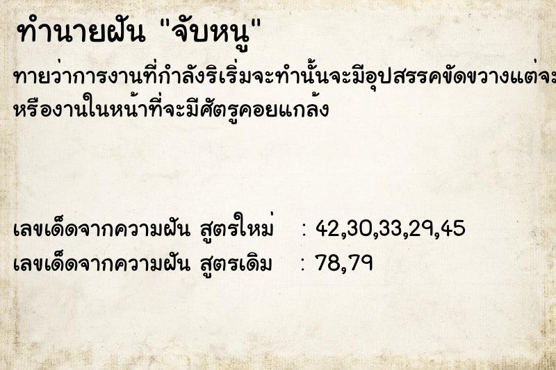 ทำนายฝันทำนายฝันจับหนู​