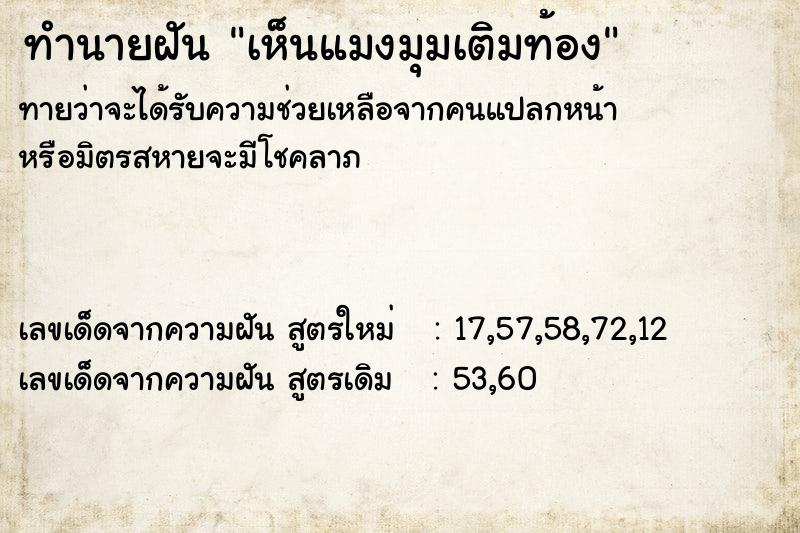 ทำนายฝันเห็นแมงมุมเติมท้อง ทำนายฝันทำนายฝันเห็นแมงมุมเติมท้อง