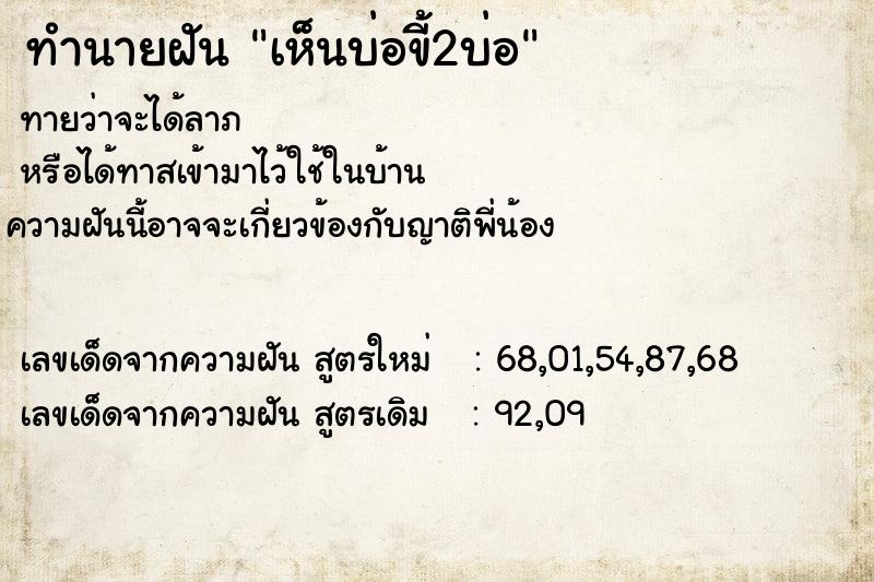ทำนายฝันทำนายฝันเห็นบ่อขี้2บ่อ