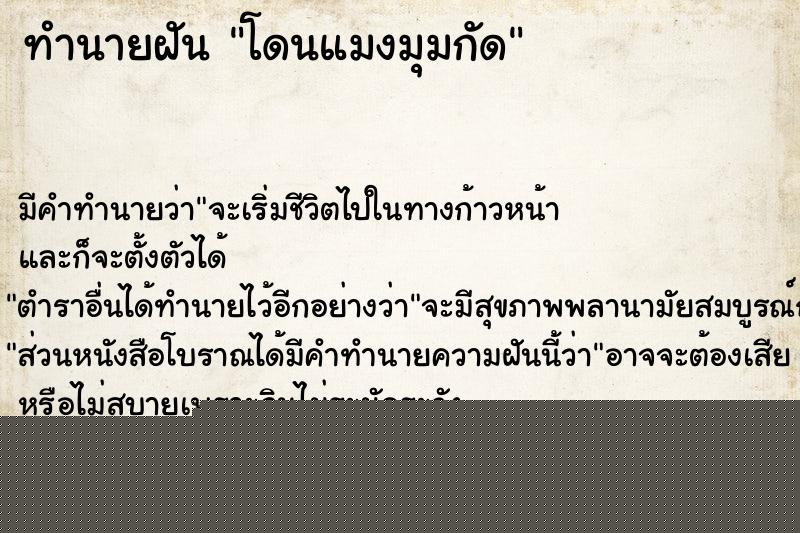 ทำนายฝัน โดนแมงมุมกัด ทำนายฝัน โดนแมงมุมกัด