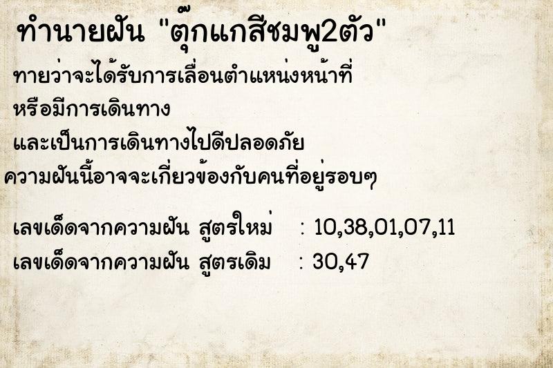 ทำนายฝันทำนายฝันตุ๊กแกสีชมพู2ตัว