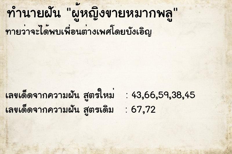 ทำนายฝันผู้หญิงขายหมากพลู ทำนายฝันทำนายฝันผู้หญิงขายหมากพลู