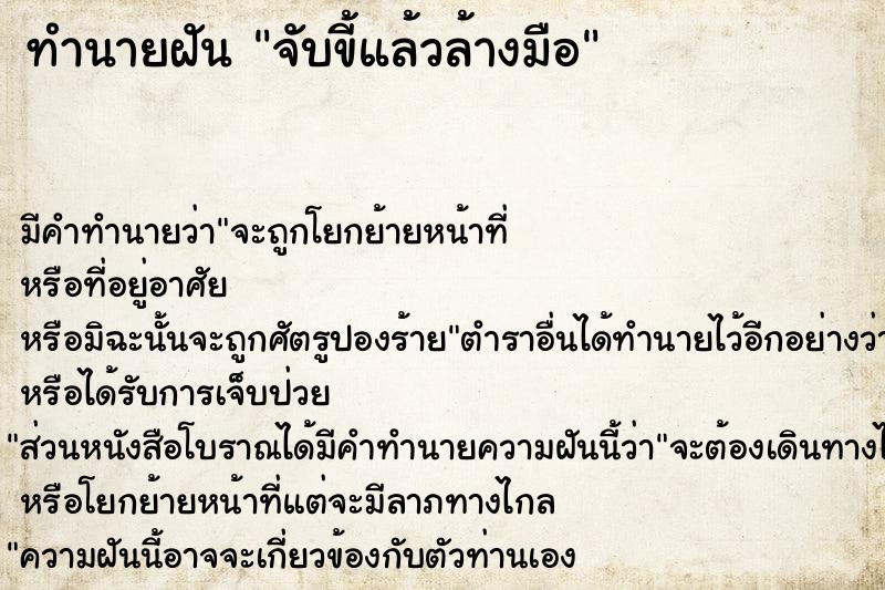 ทำนายฝัน จับขี้แล้วล้างมือ