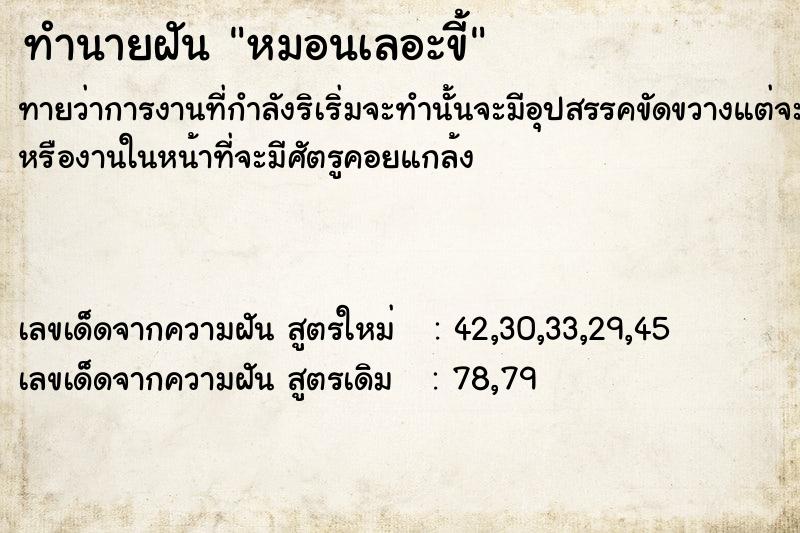 ทำนายฝันหมอนเลอะขี้ ทำนายฝันทำนายฝันหมอนเลอะขี้